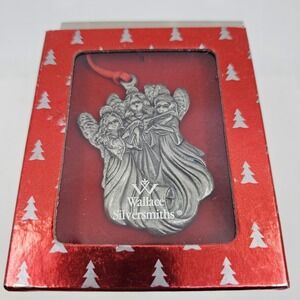 WALLACE SILVERSMITHS 3 Angels Pewter Mini Ornament 2.5 Inches